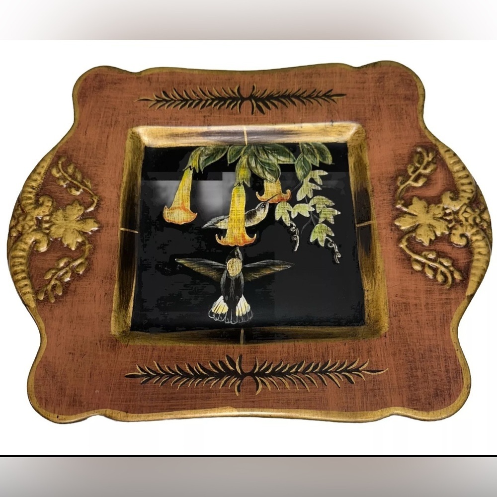 Raymond Waites Plate Tray Toyo Trading Co. Collectors Decor Hummingbirds Italian